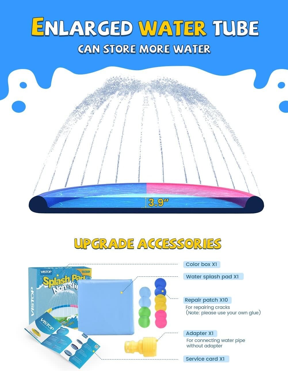 Colorful Splash Mat for Kids and Dogs - Non-Slip 97-Inch Water Party Fun