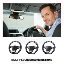 Load image into Gallery viewer, Elegant Black &amp; Blue D-Shape Steering Wheel Cover - Premium Carbon Fiber Design