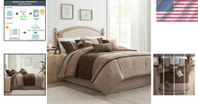 Load image into Gallery viewer, Geometric Pieced Stripe Comforter Set King - 7-Piece Faux Suede Collection