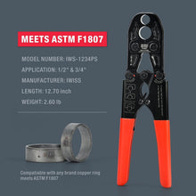 Load image into Gallery viewer, iCrimp PEX Crimping Tool for 1/2 &amp; 3/4-Inch Copper Rings - ASTM F1807 Compliant