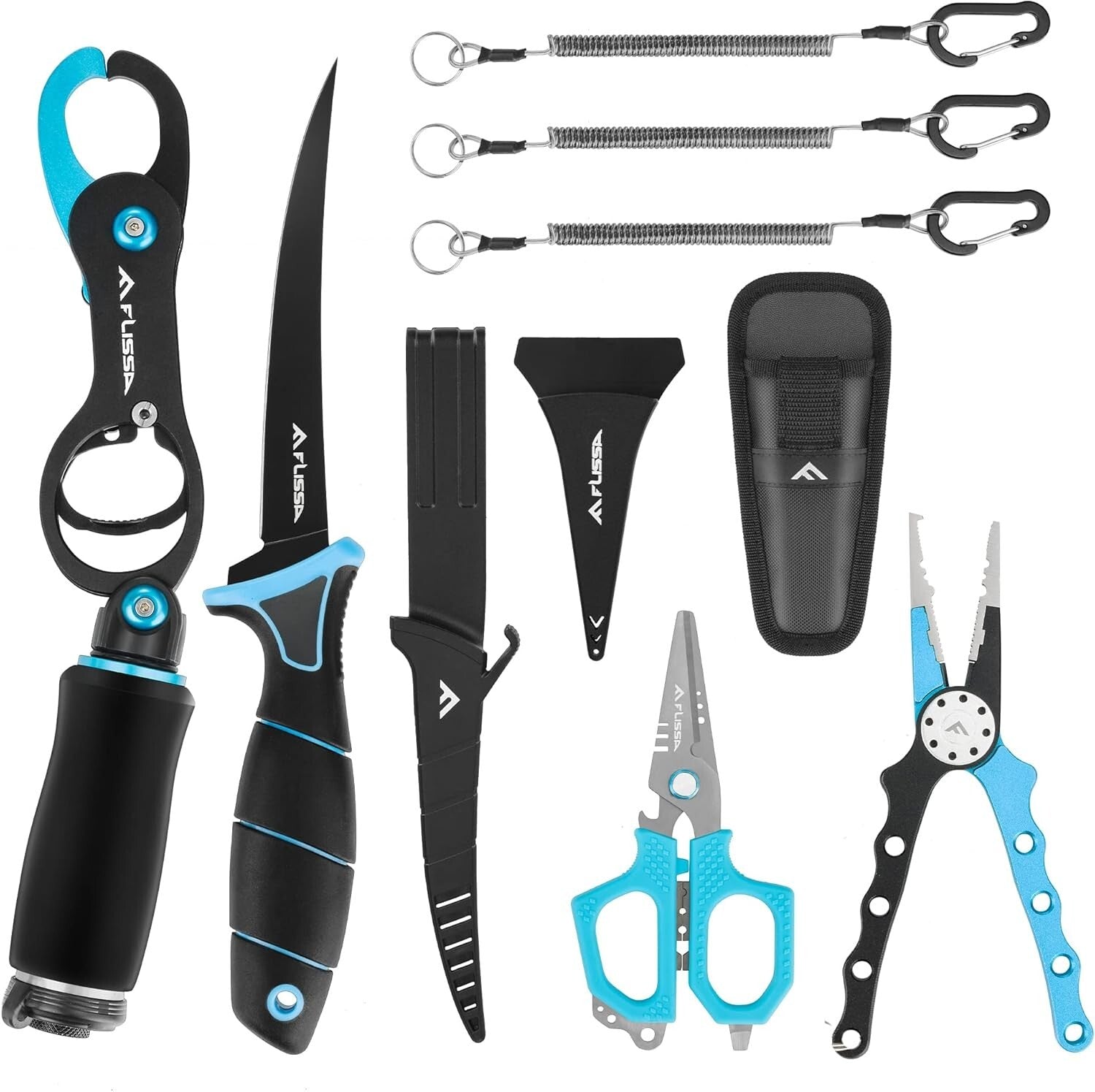 4-Piece Fishing Tool Kit with Ergonomic Fish Gripper & Multi-Function Pliers