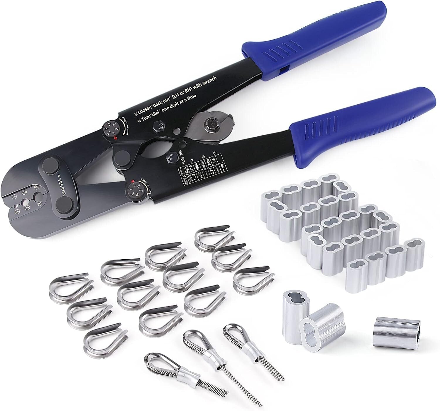 Versatile 1/8'' Wire Rope Crimping Tool Kit: Ideal for DIY & Outdoor Projects