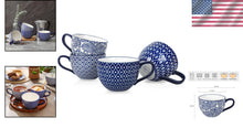 Load image into Gallery viewer, Elegant 24 Oz Jumbo Coffee Mug Set of 4 - Vintage Blue Ceramic with Large Handle