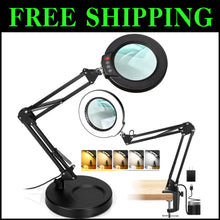 Load image into Gallery viewer, Hands-Free 10X LED Magnifying Lamp &amp; Desk Light - Perfect for Reading &amp; Crafts