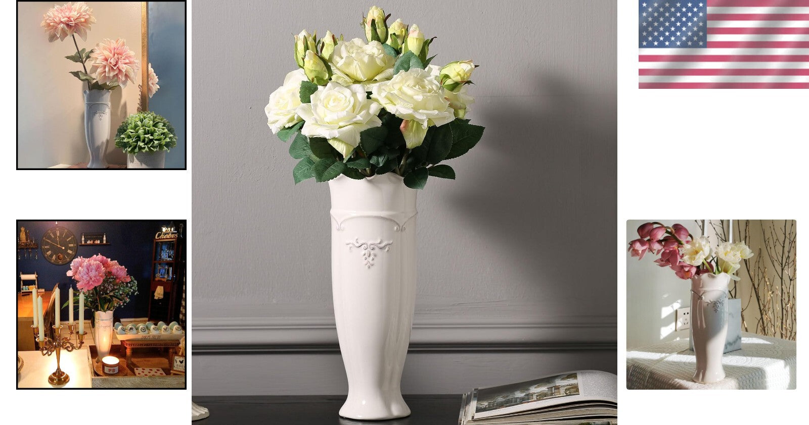 Ceramic Flower Vase for Home Decor - Stylish 11.6" Centerpiece for Any Room