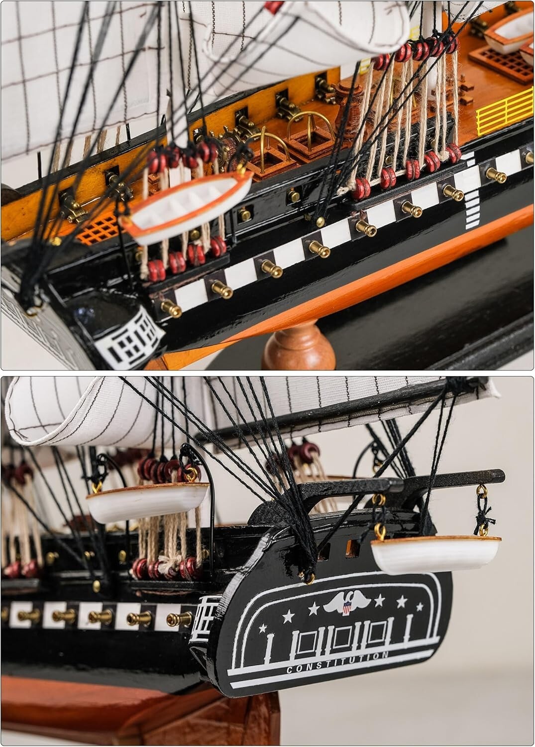 Elegant 26” USS Constitution Replica - Fully Assembled Nautical Tabletop Decor