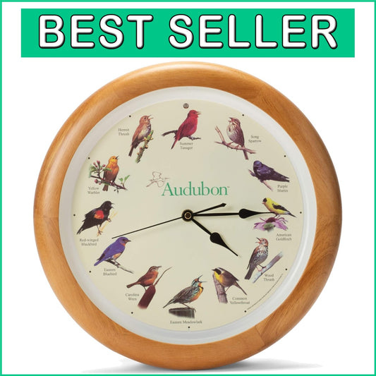 Authentic Bird Song 13-Inch Oak Wall Clock - Perfect for Nature Lovers