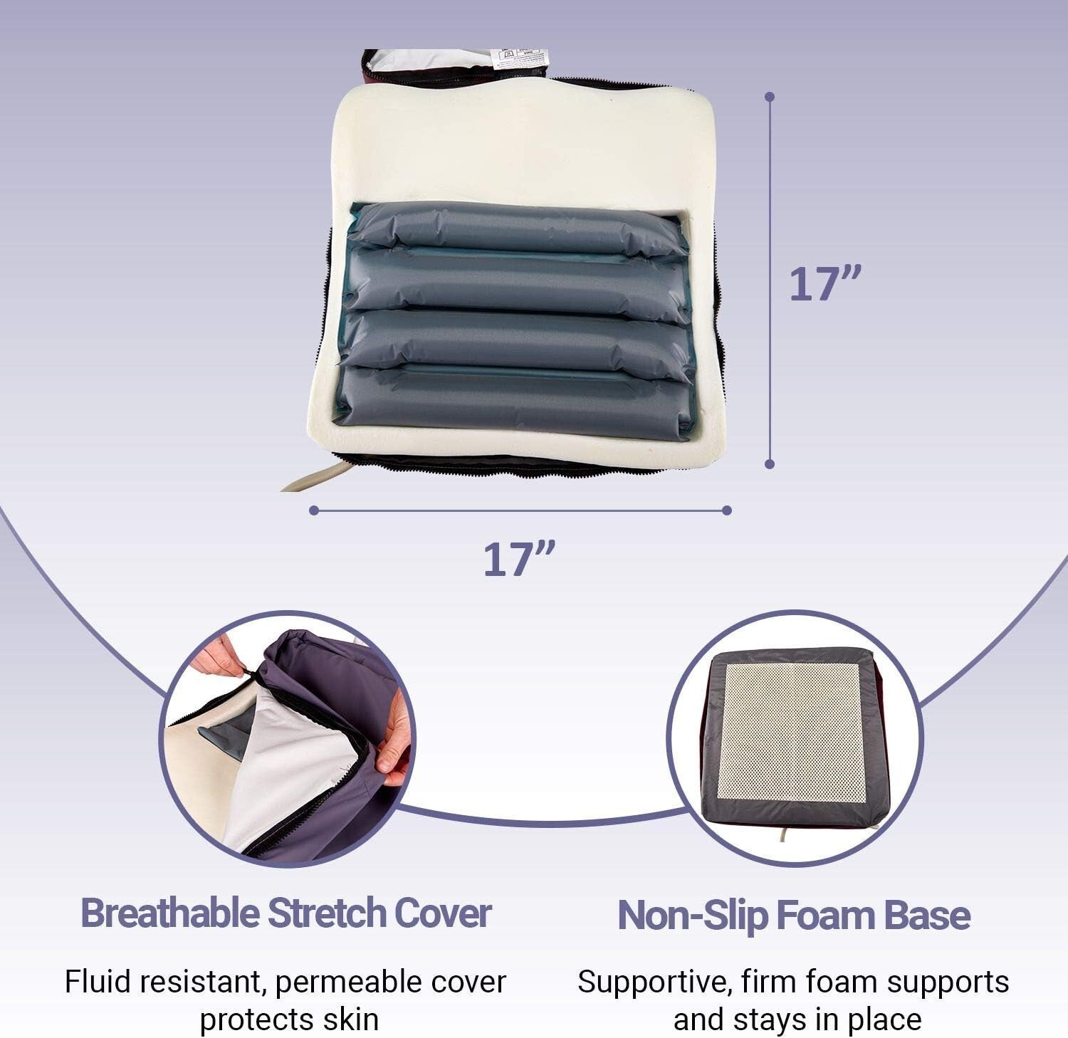 MobiCushion 17" x 17" Pneumatic Wheelchair Cushion - Pressure Relief & Comfort
