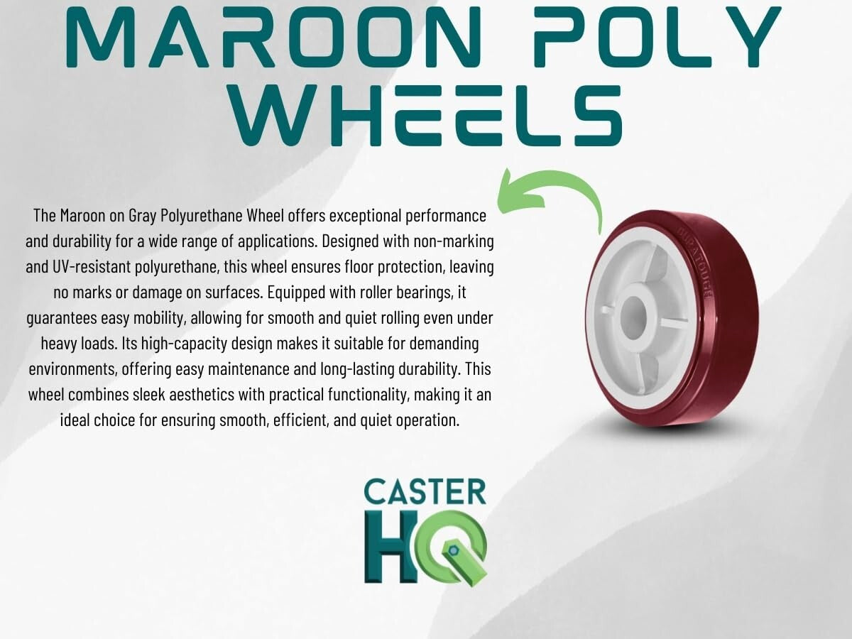 6" x 2" Heavy Duty Polyurethane Swivel Casters with Brakes - 3600lbs Capacity