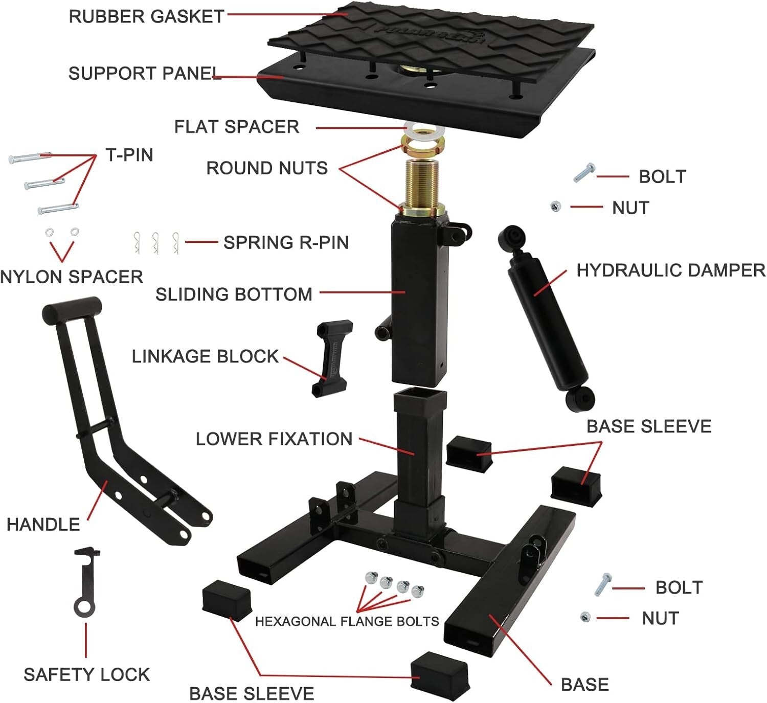 Adjustable 1200Lbs Dirt Bike Stand - Lightweight Hydraulic Jack for Easy Use