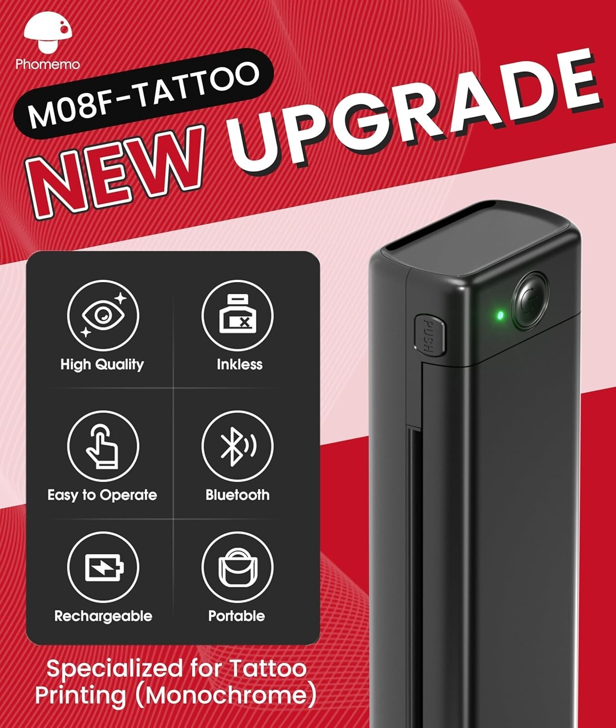 Bluetooth Wireless Tattoo Stencil Printer - Portable & Inkless Printing Machine