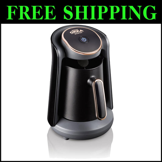 Minio Automatic Coffee Maker - 4 Cup Turkish Coffee Machine, Black/Gold Finish