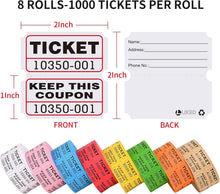 Load image into Gallery viewer, Complete Raffle Ticket Set - 8000 Consecutively Numbered Tickets for Any Event
