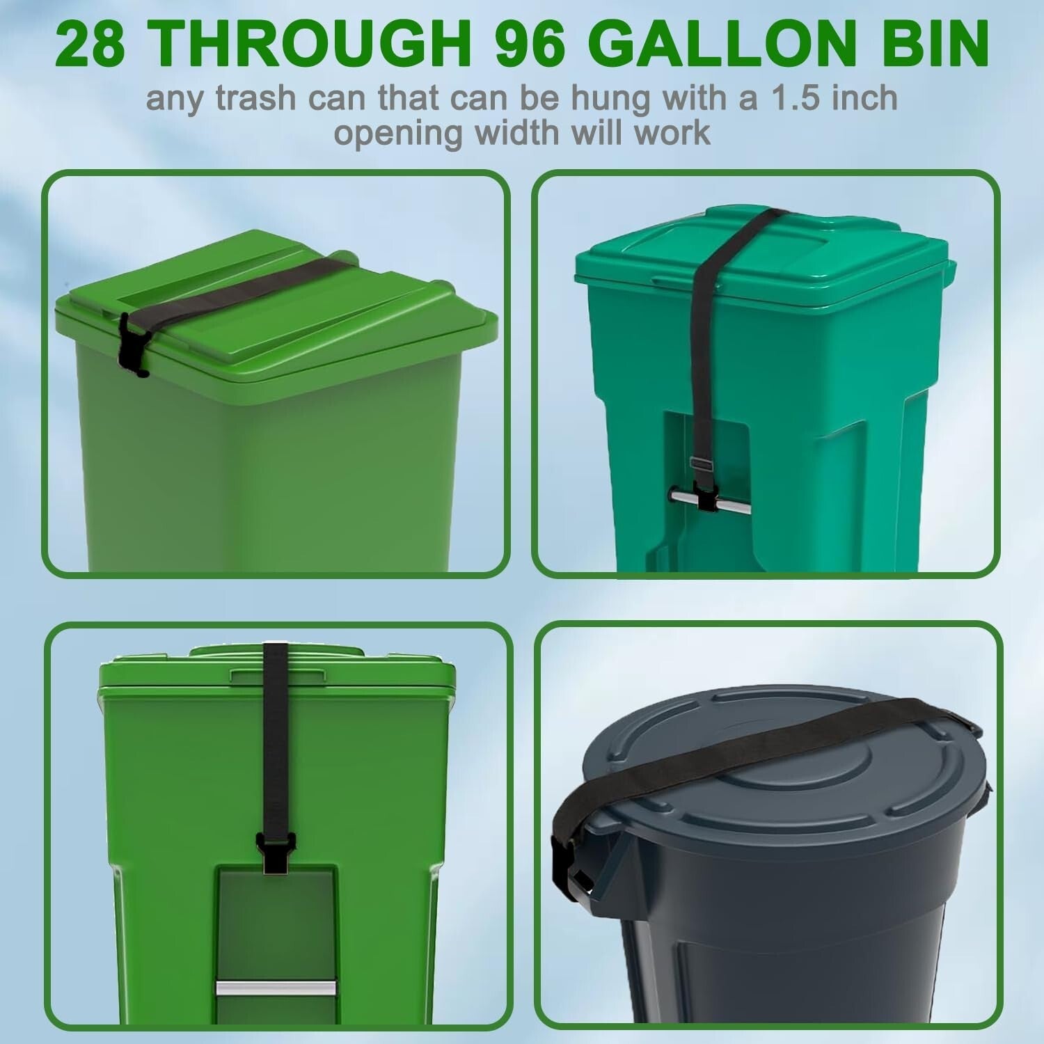Effective Double Claw Design Trash Can Locks – Universal Fit for 28-96 Gallons