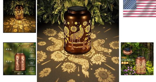 Charming Gold Solar Lantern – Waterproof Garden Lights with Hummingbird Pattern