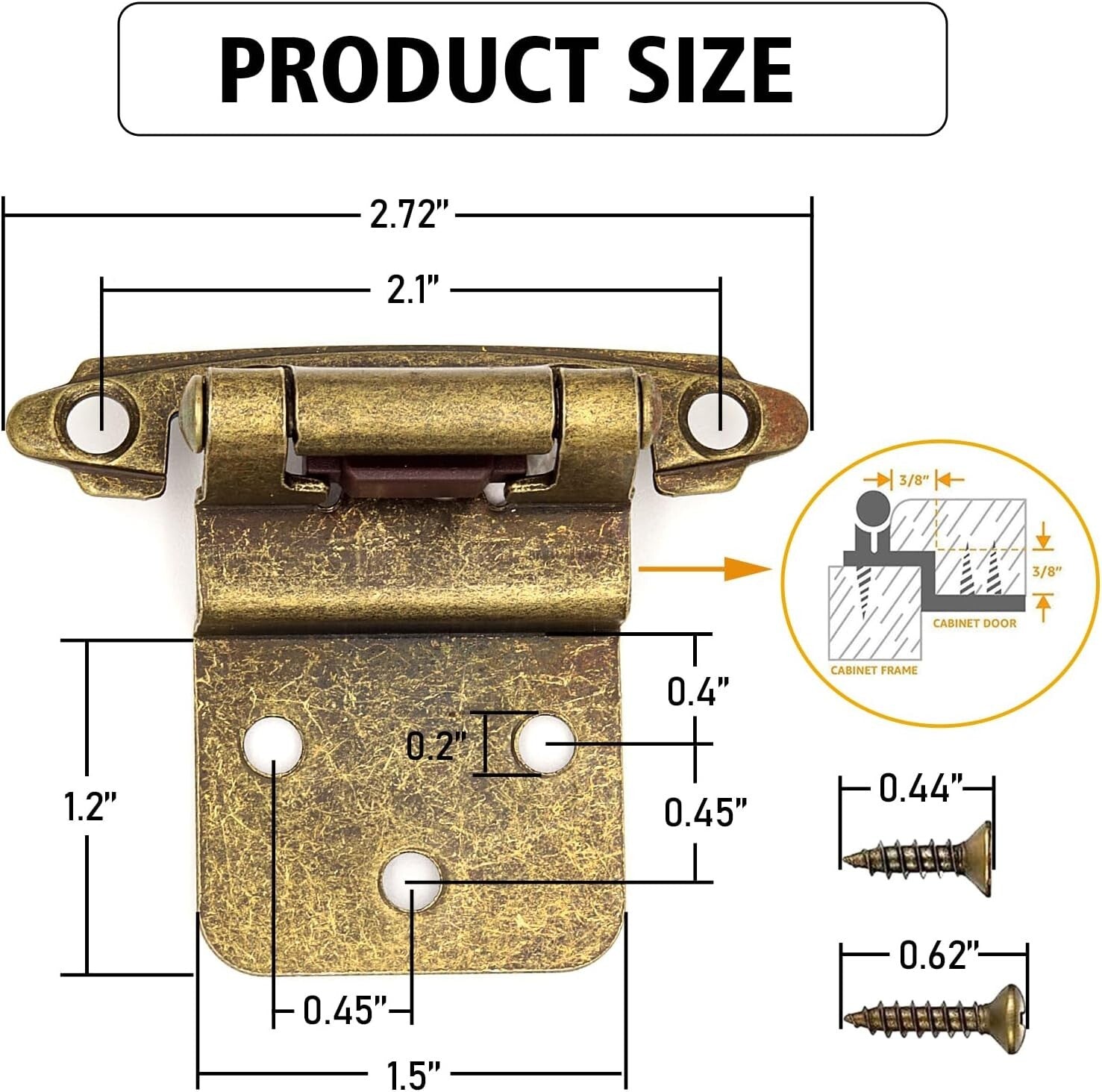 Durable Antique Brass Self-Closing Hinges - 30 Pairs for Kitchen & Bath Cabinets