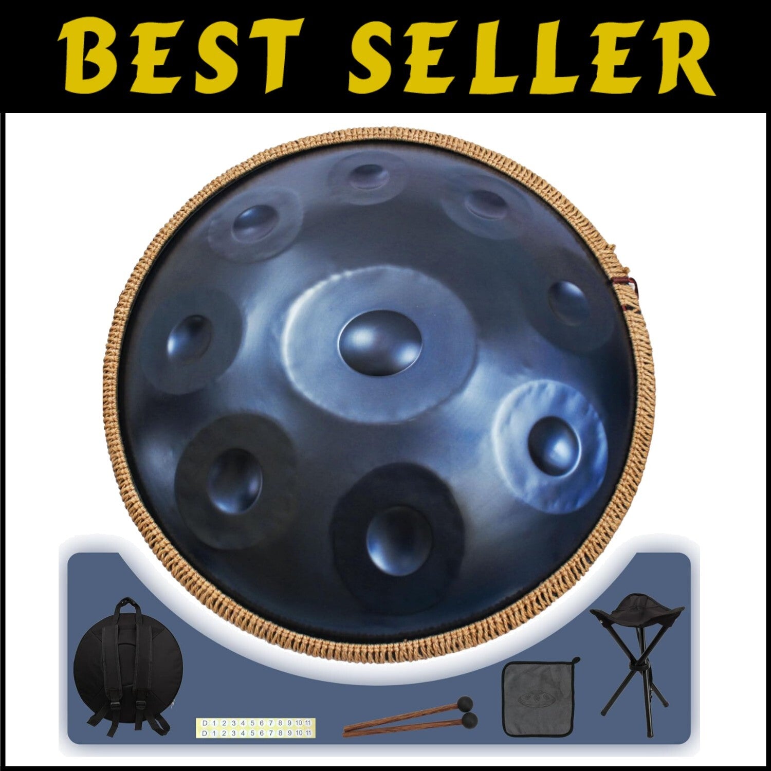 High-Quality 440Hz 22-Inch D Minor Hand Pan Drum with Complete Accessories