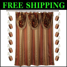 Load image into Gallery viewer, Durable 13-Piece Bathroom Shower Curtain Set with Elegant Striped Pattern