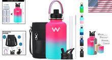 Load image into Gallery viewer, 24 oz Insulated Water Bottle with Handles &amp; Dual Lids for Adults - P-cool Summer