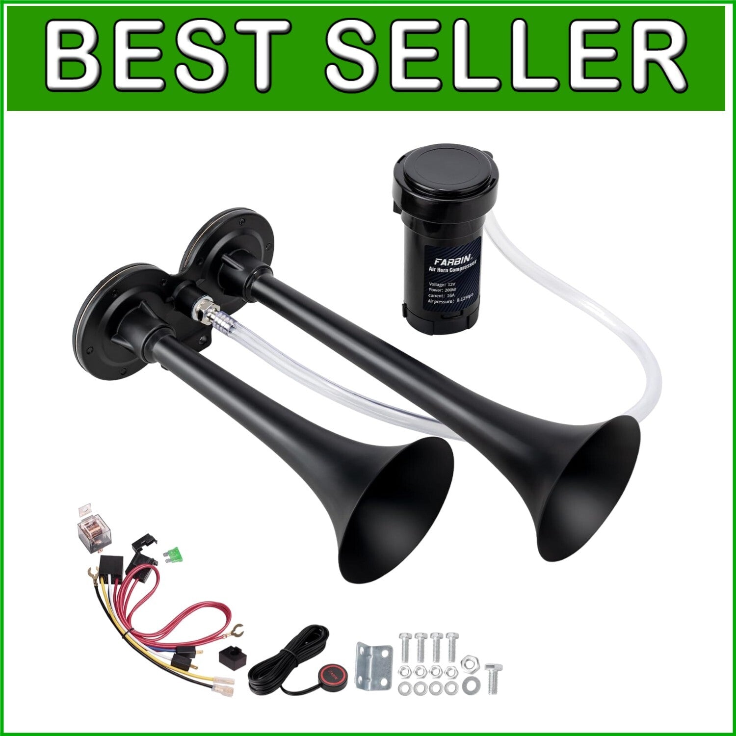 Powerful 150dB Train Horn Kit for Cars and Trucks – Loud Dual Trumpet Design