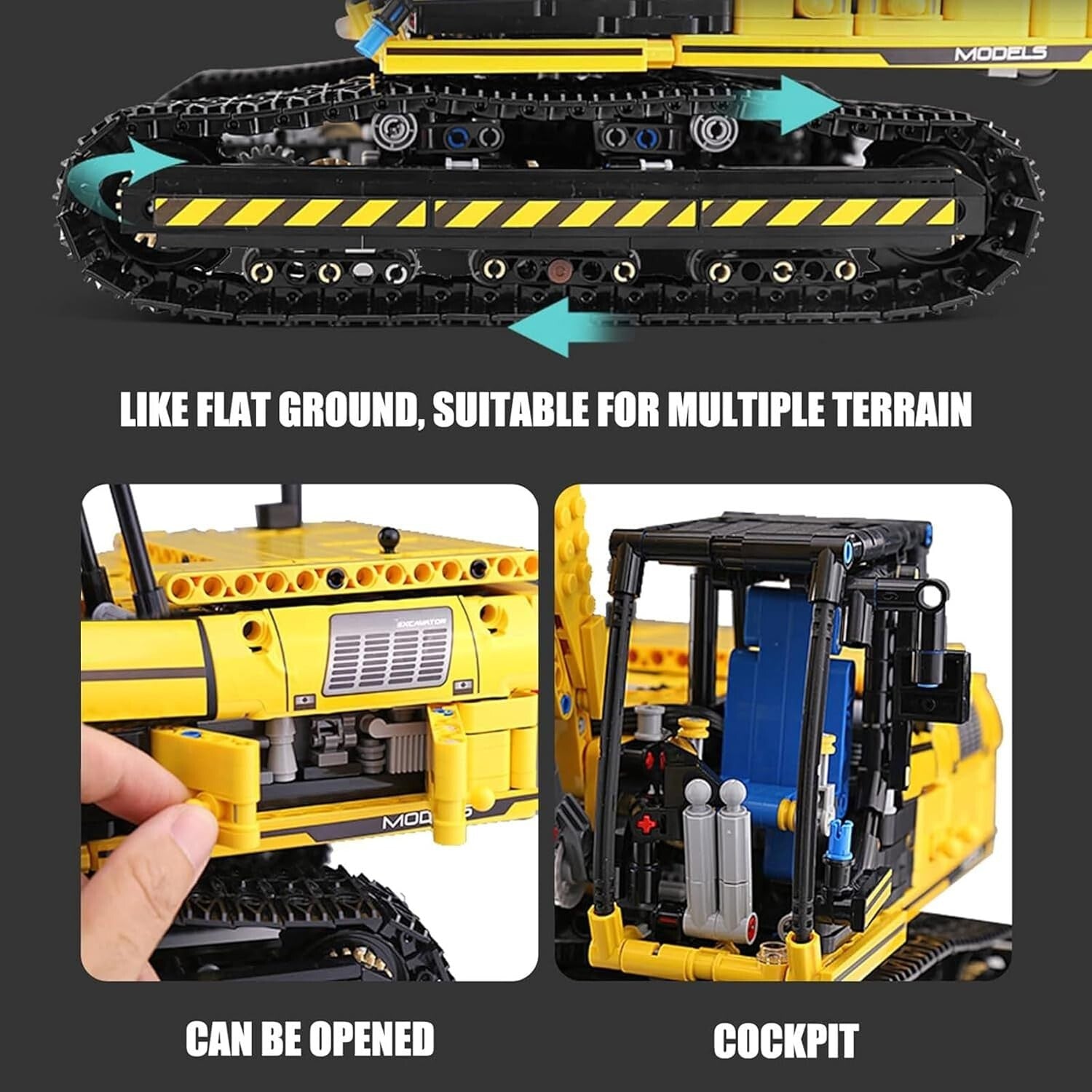 Kids' Remote Control Excavator - 1830 Pieces Building Set for STEM Learning