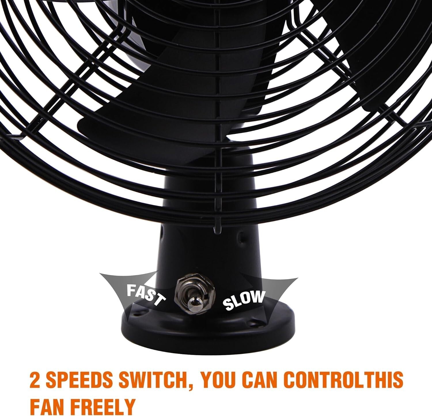 Versatile 12V Car Cooling Fan with Manual 2-Speed Switch - Modern Metal Finish