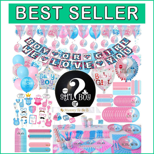 All-in-One Gender Reveal Supplies Set - 563 Pieces for Unforgettable Memories