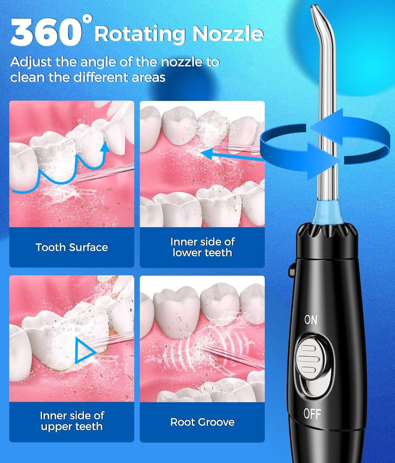 2-in-1 Electric Toothbrush & Water Flosser Combo - 600ML with 10 Pressure Modes