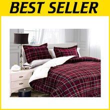 Load image into Gallery viewer, Luxurious King/Cal King Plaid Micro-Suede Comforter Set - Reversible 3-Piece