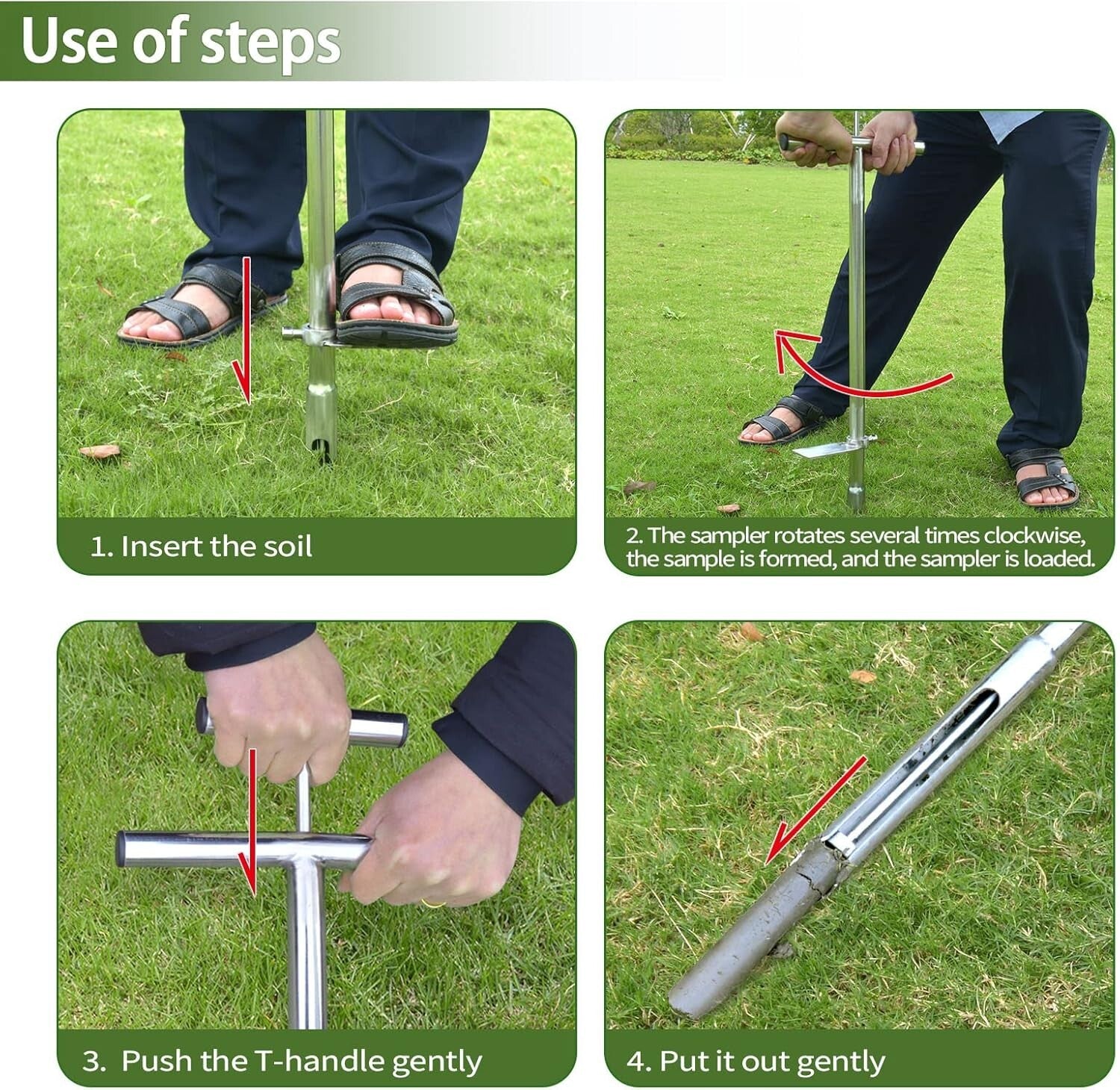 Premium 40-Inch Soil Probe for Home Gardening and Lawn Care - Stainless Steel