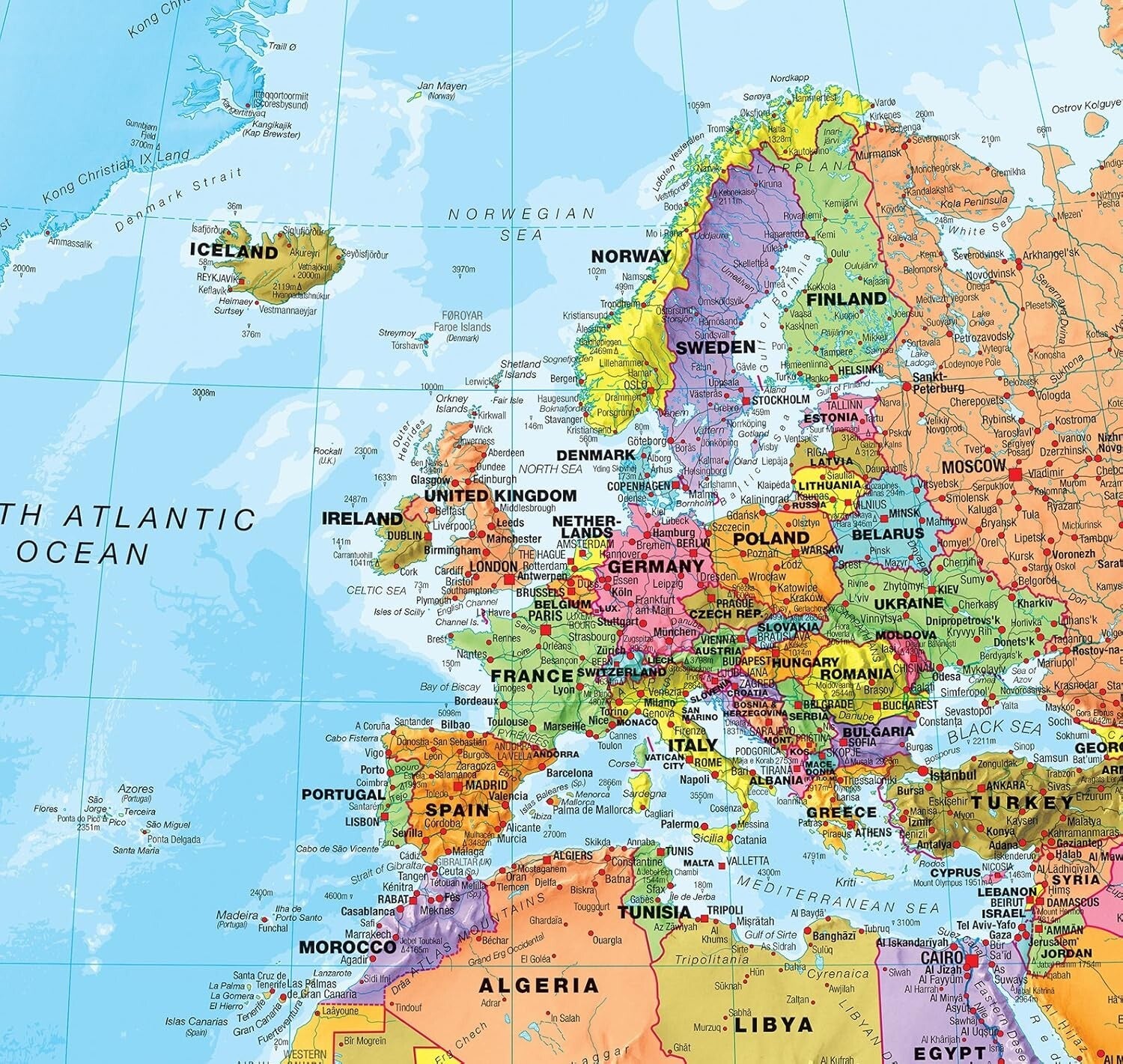 Mega Political World Map - 2024 Update - 46 x 80 Fully Laminated and Writable