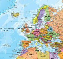 Load image into Gallery viewer, Mega Political World Map - 2024 Update - 46 x 80 Fully Laminated and Writable