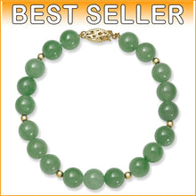 Load image into Gallery viewer, 7.5-Inch 14k Gold &amp; Green Jade Bead Bracelet – Perfect Accessory for Women