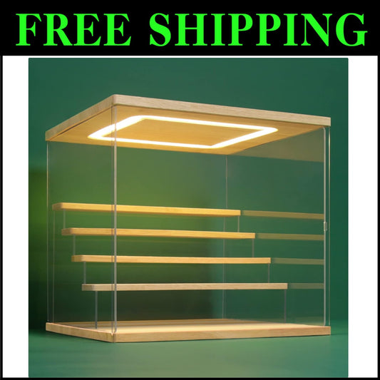 Clear Acrylic Collector's Showcase with LED Light – 12.4 inches, 5-Tier Design