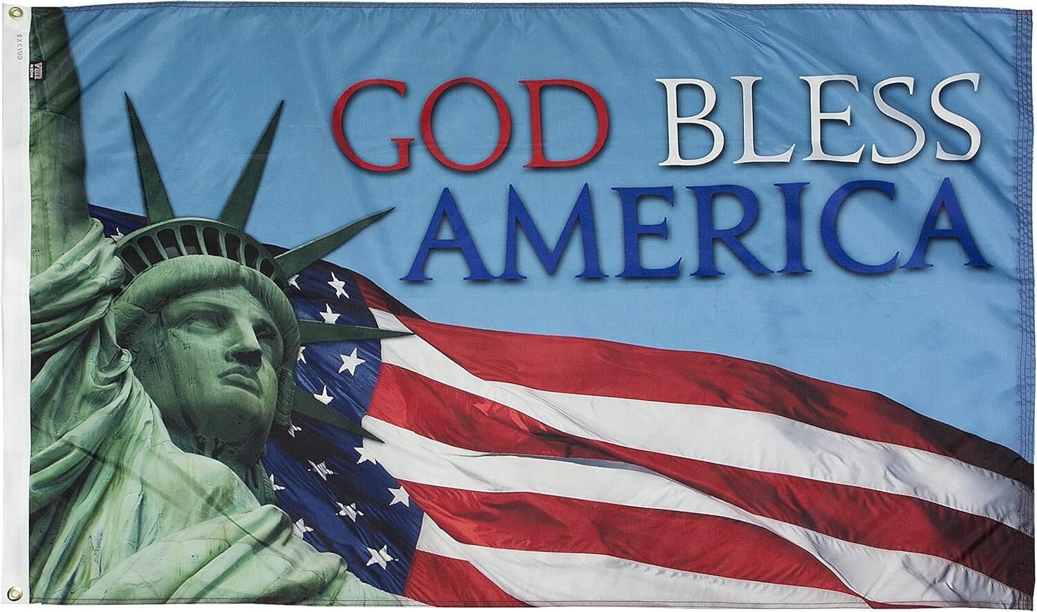Heavy-Duty God Bless America Nylon Decorative Flag - Made in the U.S.A., 3x5'