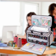 Load image into Gallery viewer, Heavy-Duty Gray Dots Travel Case for Sewing Machine with Removable Padding
