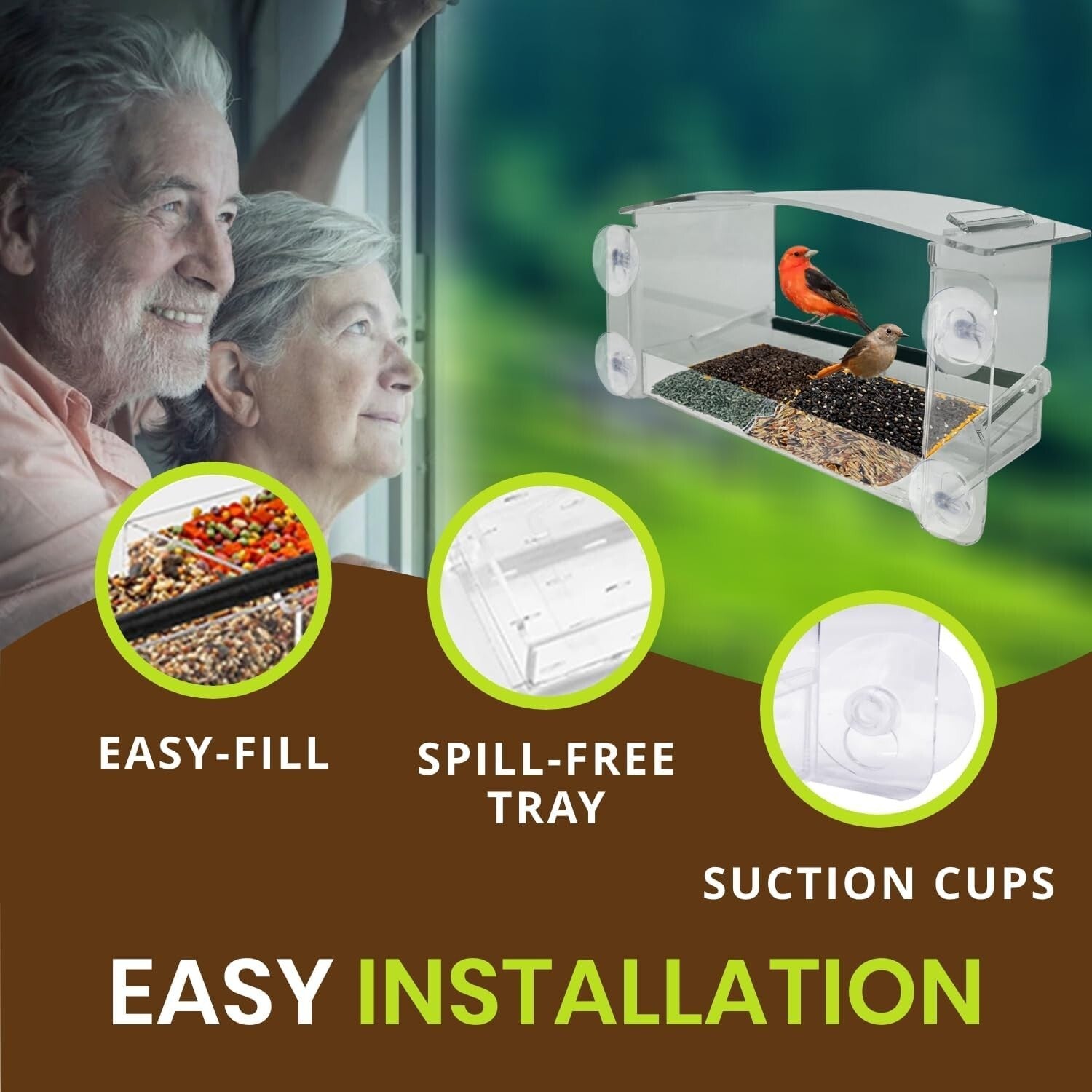 Eco-Friendly Clear Bird Feeder with Strong Suction Cups for Hummingbird Viewing