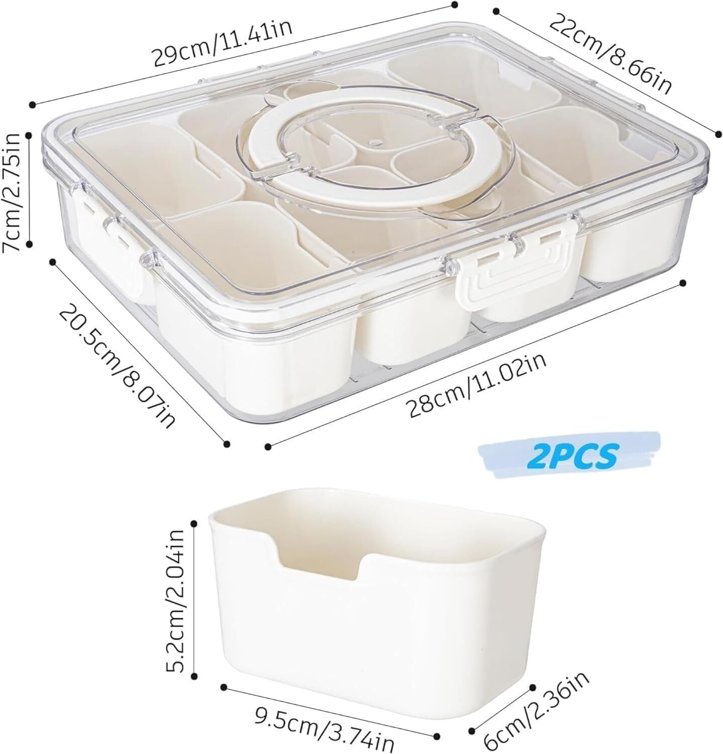 BPA-Free Portable Snack Serving Tray with Lid - Perfect for Picnics & Travel