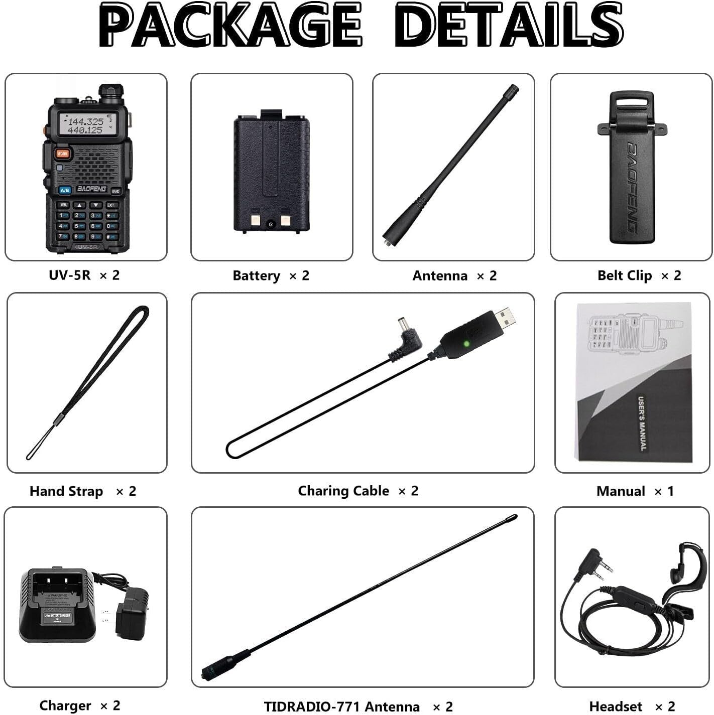 Beginner-Friendly UV-5R Ham Radio 2 Pack - USB Charging and Flashlight Included