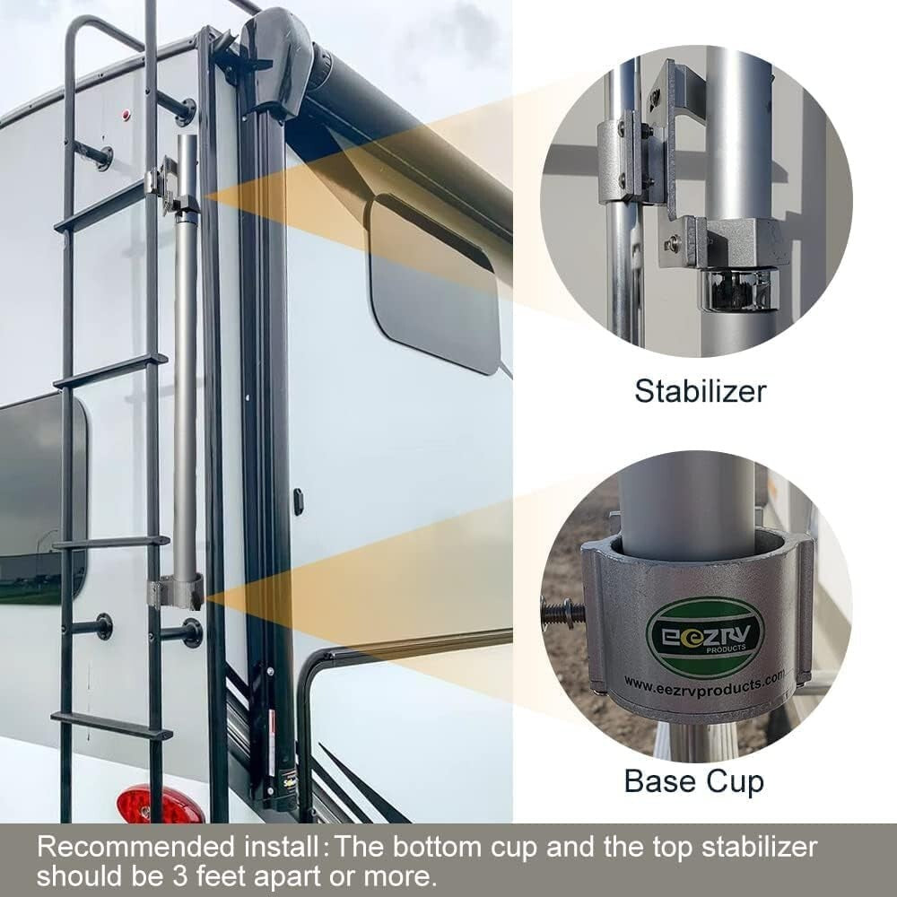 10FT Starlink Telescopic RV Antenna Pole with Quick-Install Mounting Bracket Kit