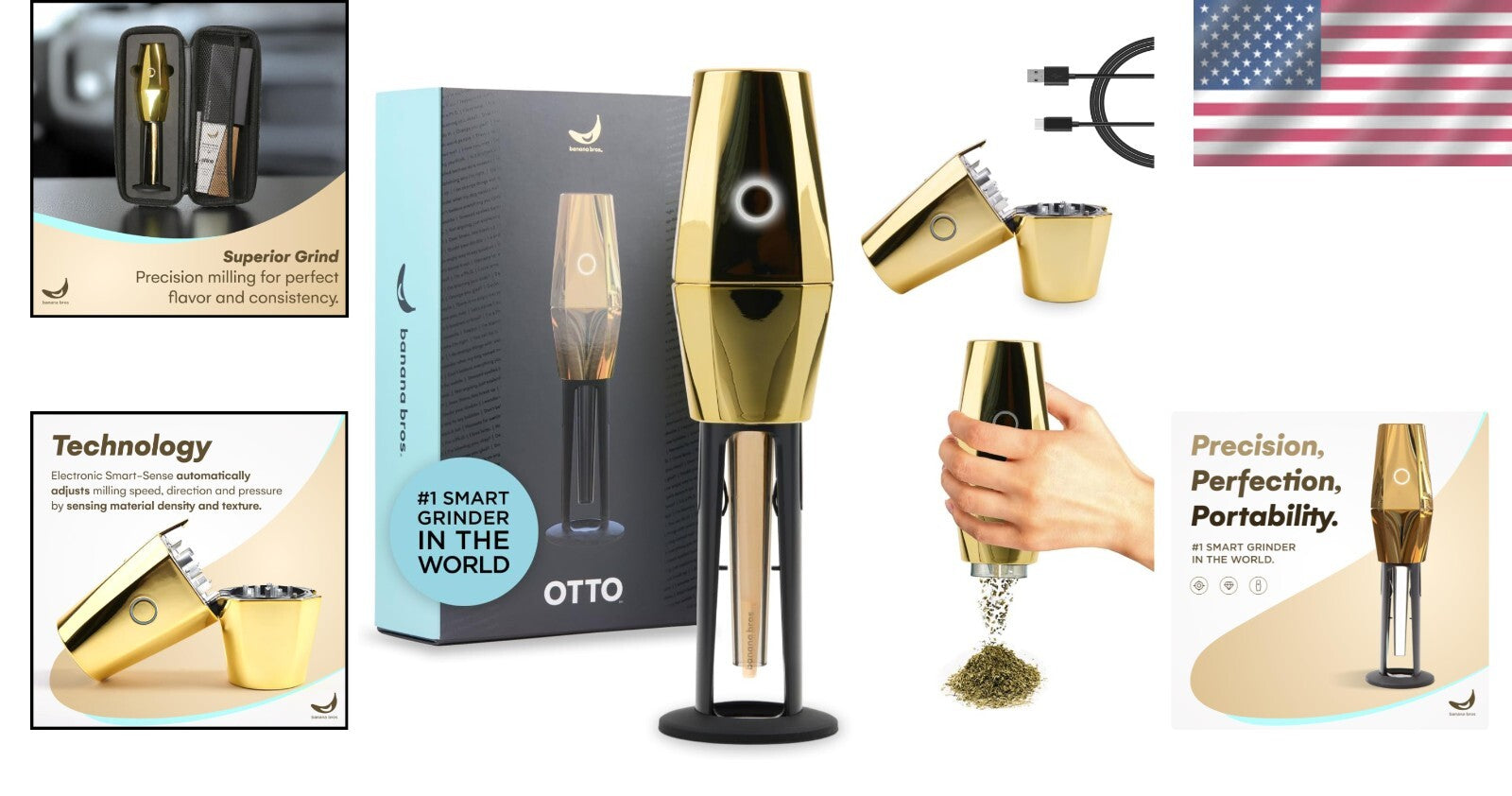AI-Powered Gold OTTO Electric Grinder for Herbs & Spices - Complete Kit Included