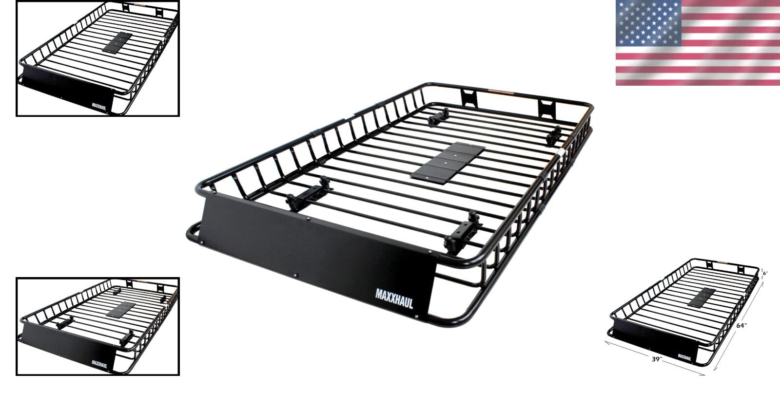 Lightweight 64" x 39" x 6" Steel Roof Rack - Easy Snap Mount Perfect for Trucks