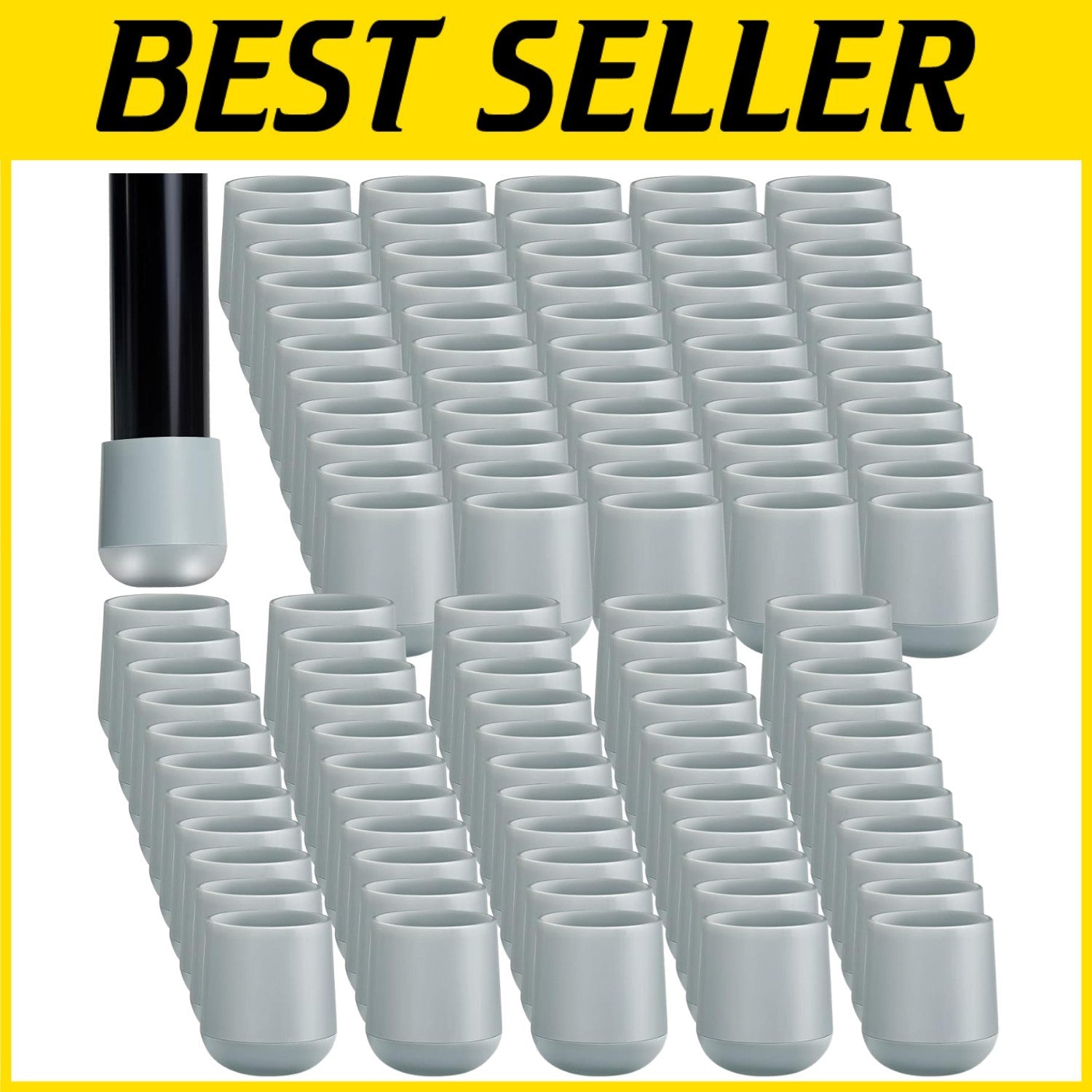 300 Pcs Heavy Duty Grey Folding Chair Leg Caps - Protect Floors Effortlessly