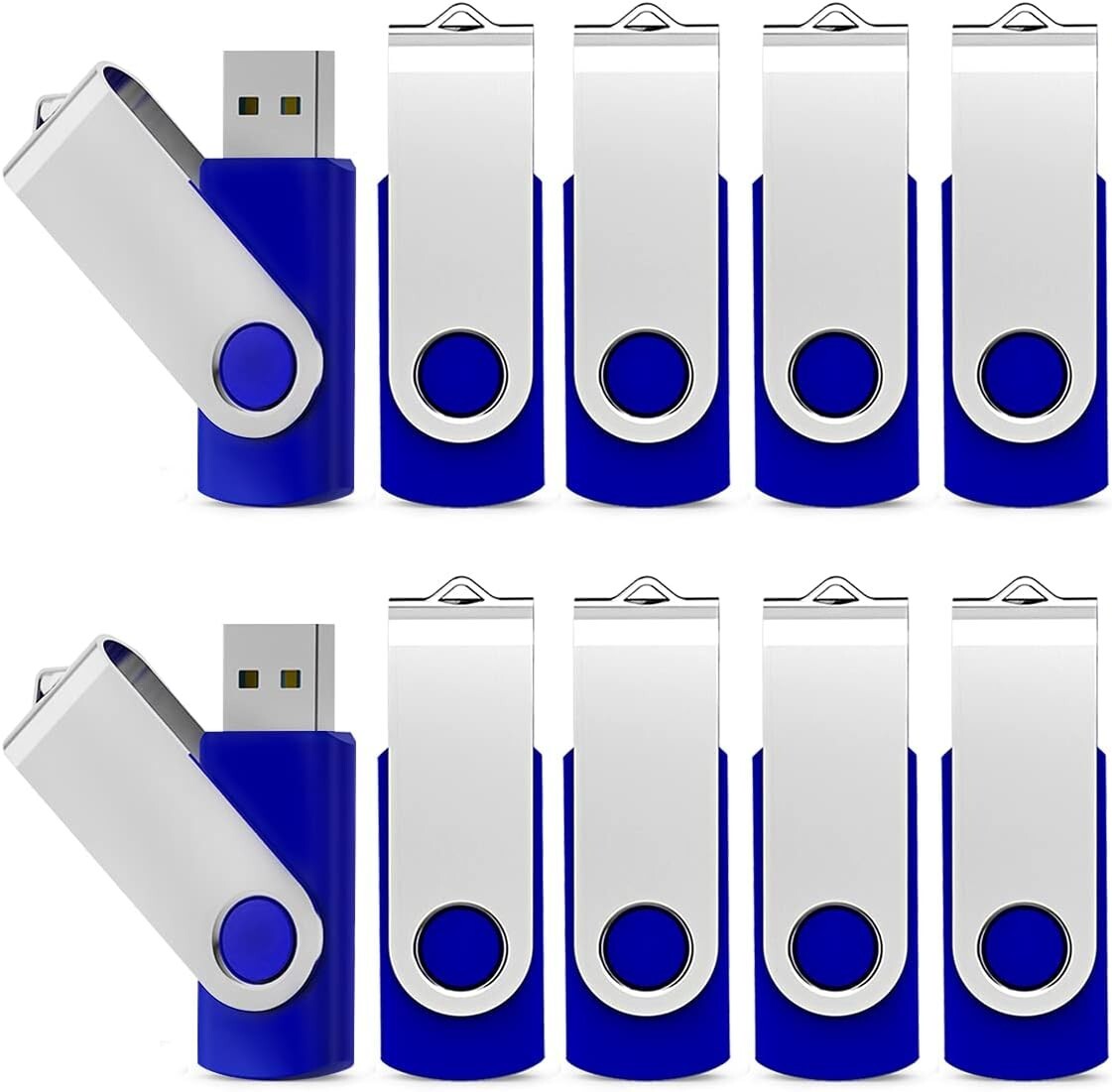 Multi-Functional 8GB USB Drives - 100 Pack Swivel Thumb Drives for All Devices
