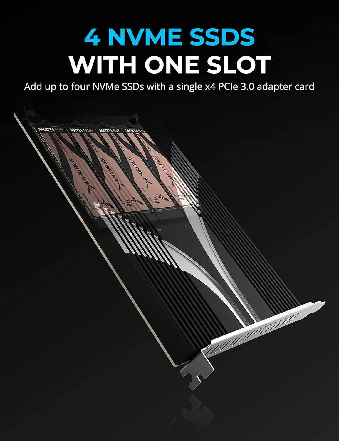 4-Drive NVMe SSD to PCIe 3.0 x4 Adapter Card - Expand Storage Seamlessly