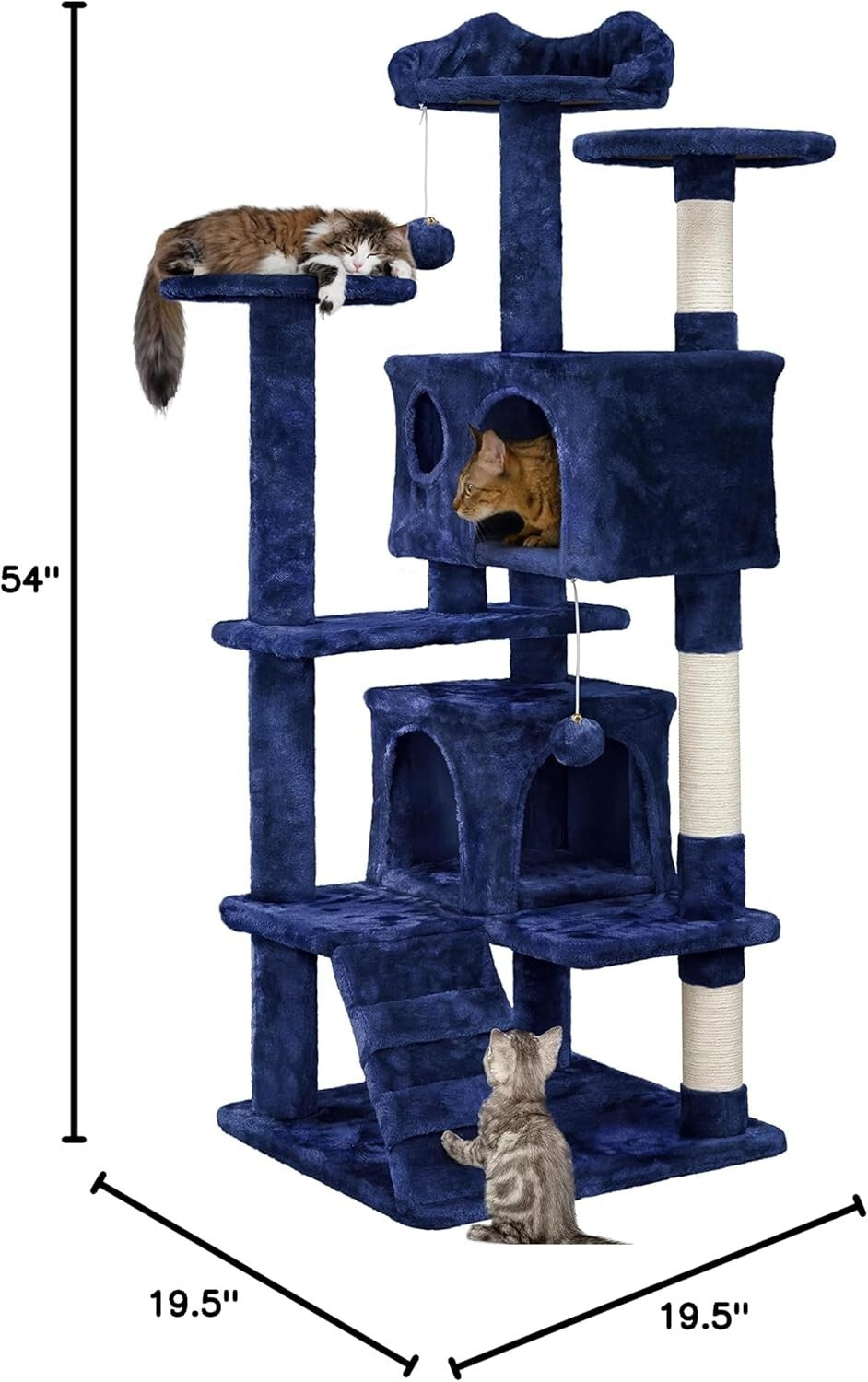 Elegant 54in Cat Tree Condo Tower with Perches and Scratch Posts for Kittens