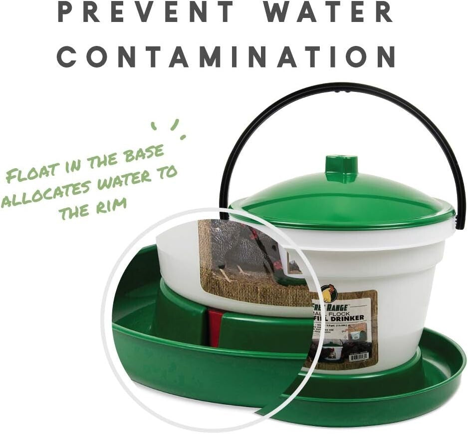 Easy-Fill Poultry Drinker - 6.25 Gallon BPA-Free with Convenient Carrying Handle