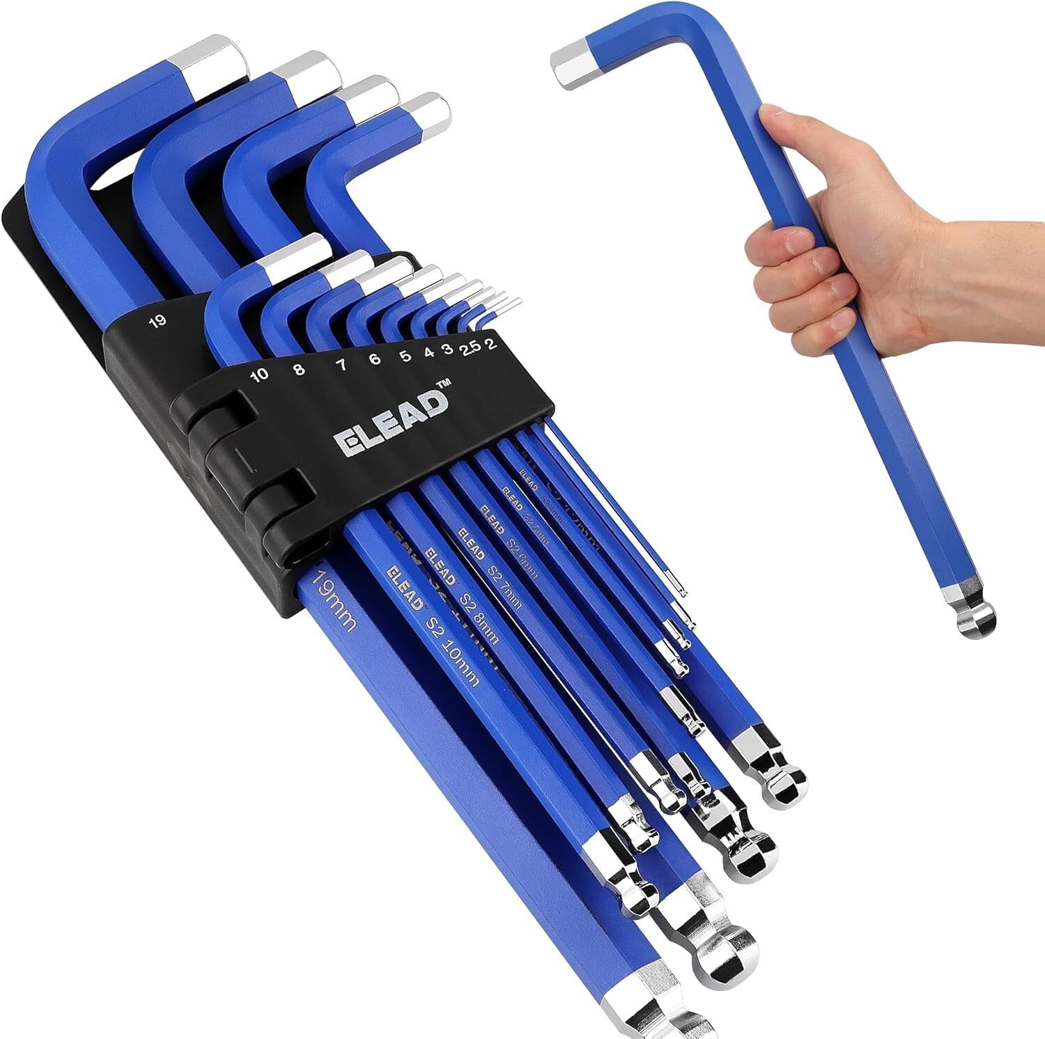 Durable 13-Piece Metric Allen Wrench Set with Long Ball End Design - Blue Finish