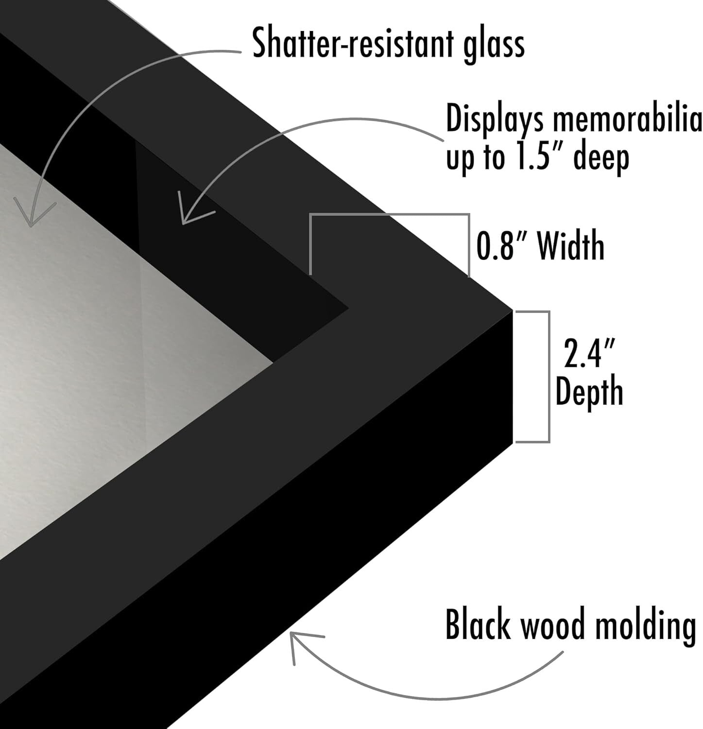 11x11 Shadow Box Frame - Stylish Black Display Case with Shatter-Resistant Glass