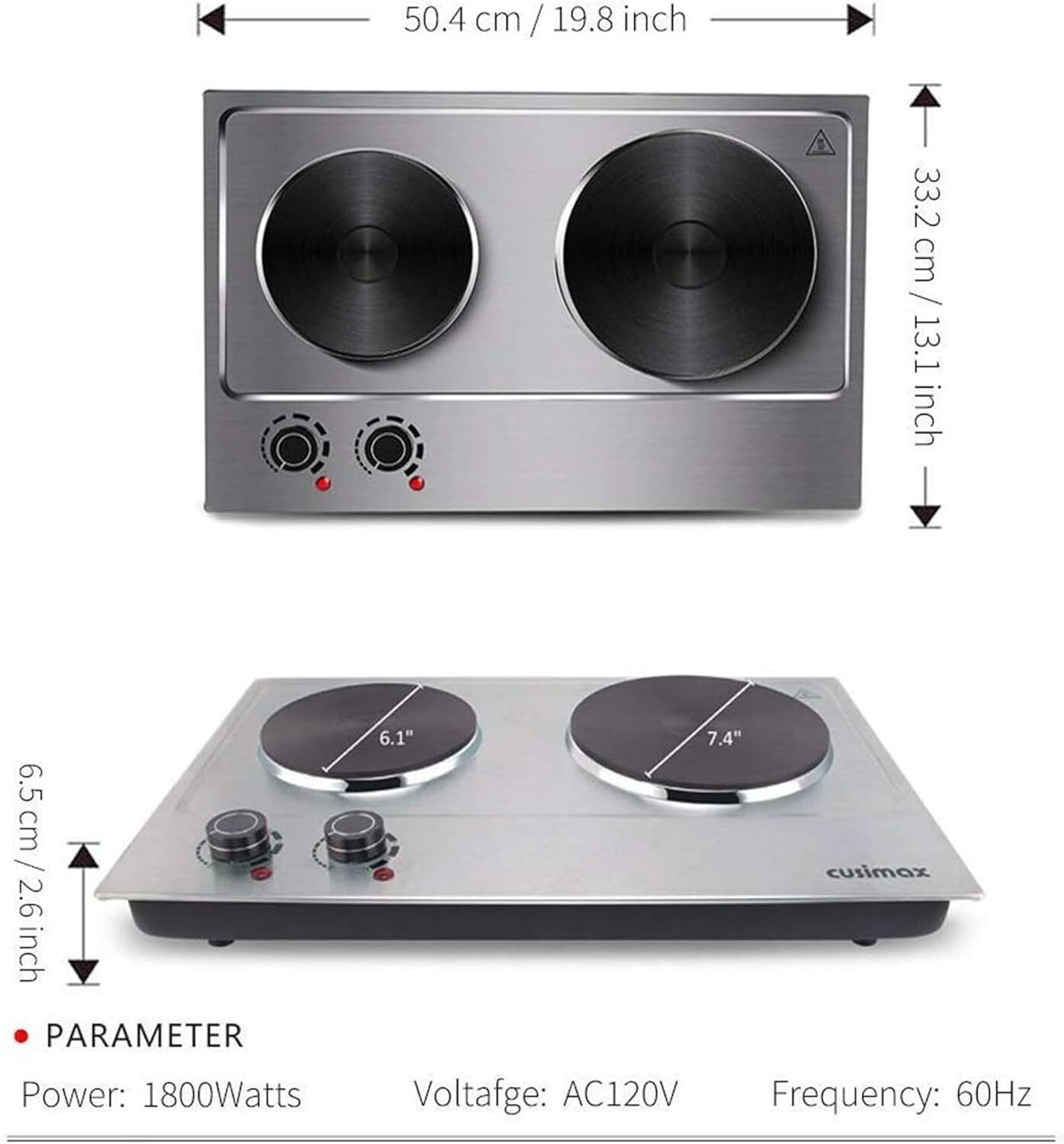 Double Electric Burner with Stainless Steel Finish – Ideal for Indoor Cooking